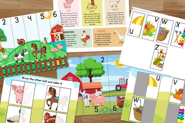 Farmland - Shapes matching, coloring etc